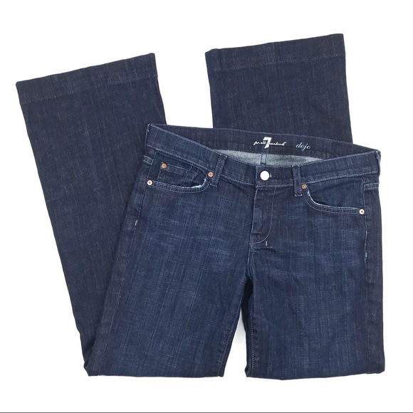 7 For All Mankind Dojos zipper fly medium dark wash flare leg jeans size 30 - Picture 3 of 9